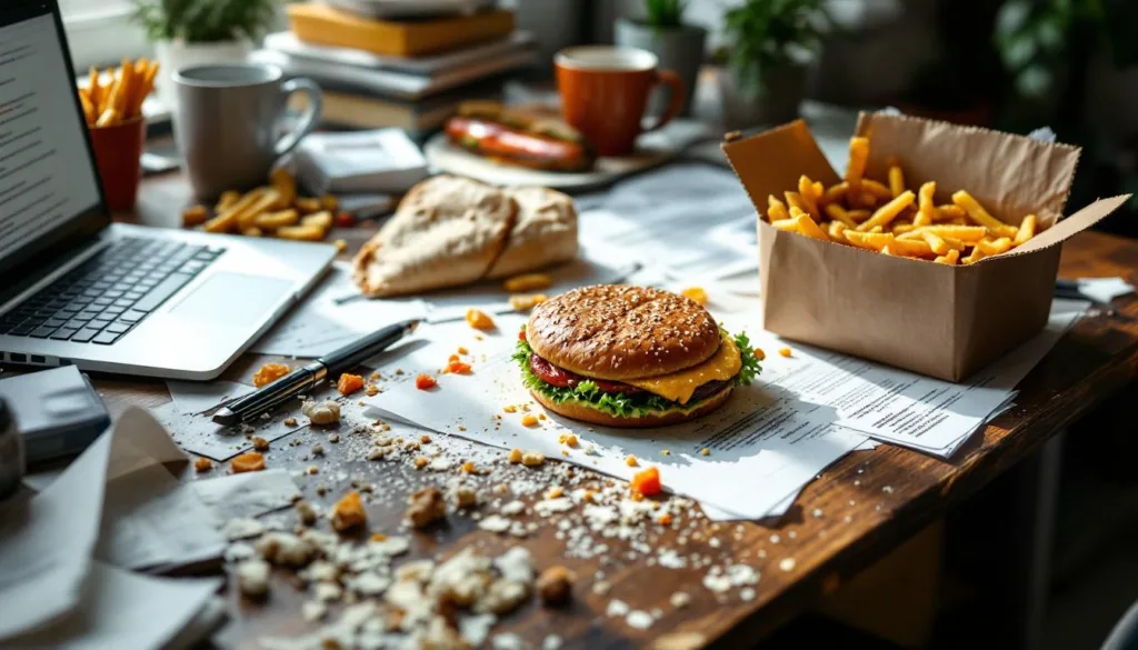 גלה למה אכילה על השולחן בעבודה עלולה לפגוע בבריאות שלך ובהתקדמות הקריירה, וטיפים מומלצים לשיפור ההרגלים היומיומיים.