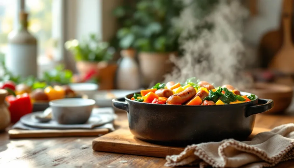 גלה כיצד תבשיל אחד עם נקניקיות וירקות יכול להיות הפתרון המהיר והטעים לערב עמוס, ועד כמה הוא מתאים לשמירה על המסורת המשפחתית בארוחות.